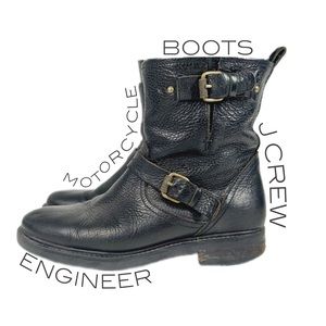 J. Crew Black Leather Combat Boots